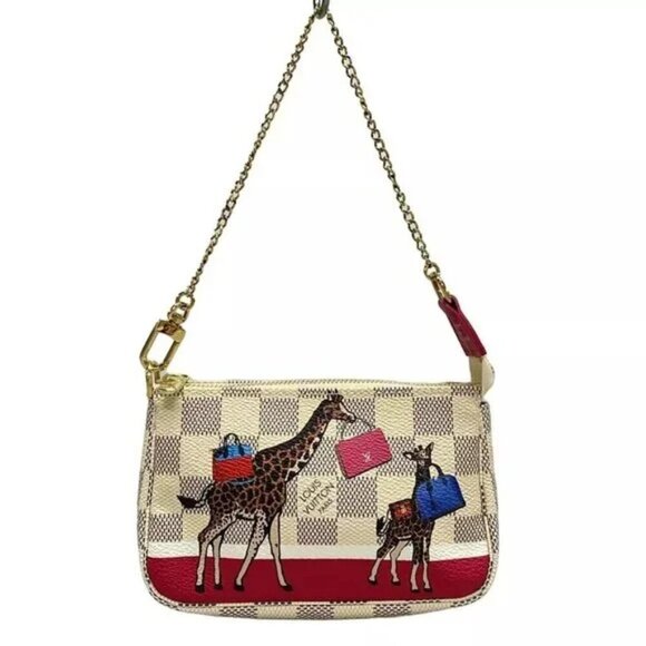 100% Authentic LOUIS VUITTON Mini Pochette Accessoires Azur Damier Handbag